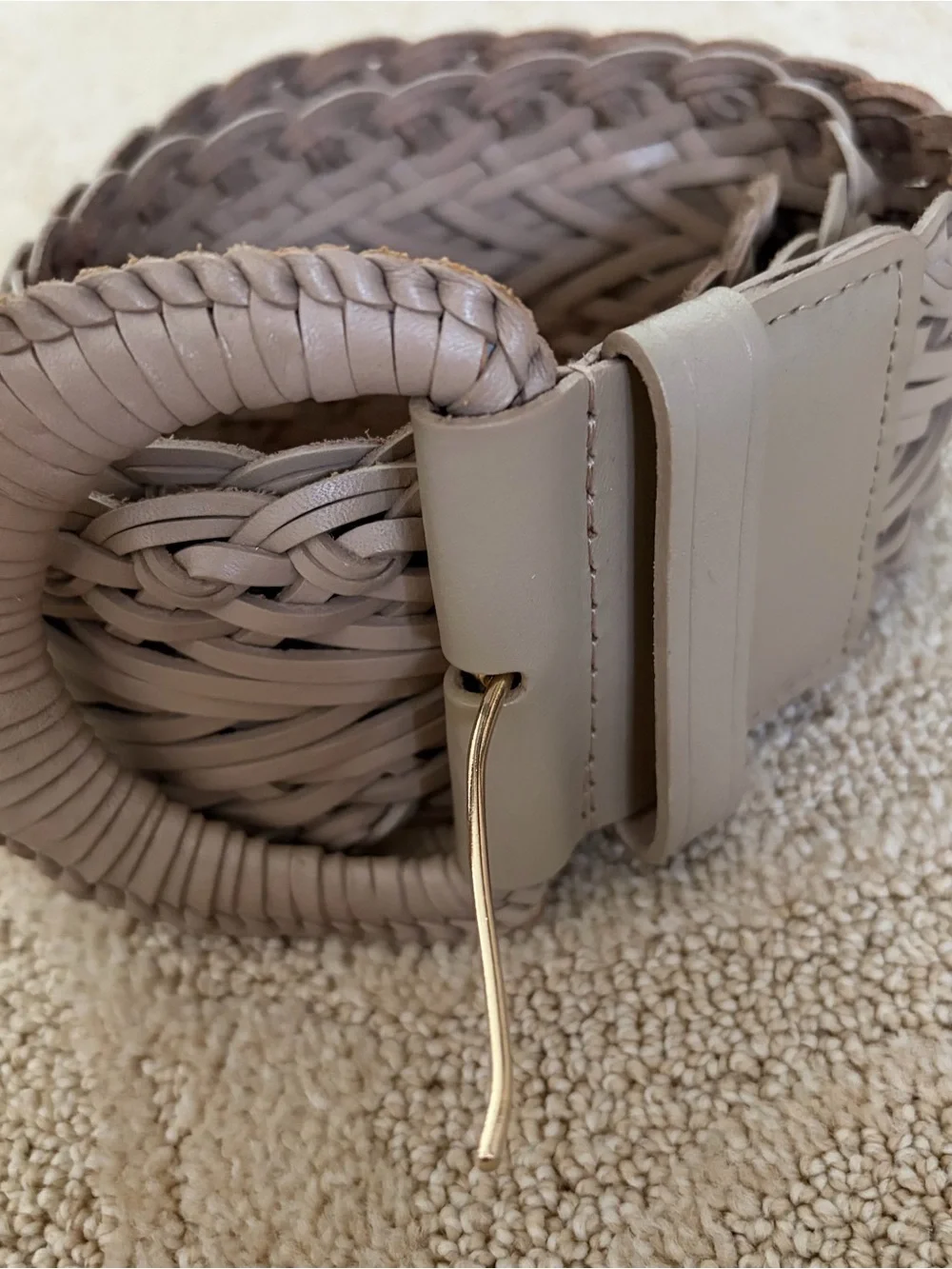 Talbots Taupe Braided Leather Belt with Buckle Sz Small